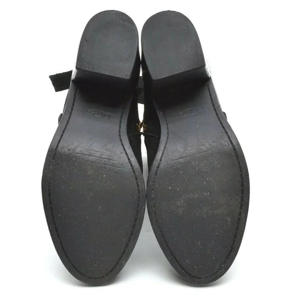 UGG Fraise Black Suede Back Bow Ankle Boots 38 / 7